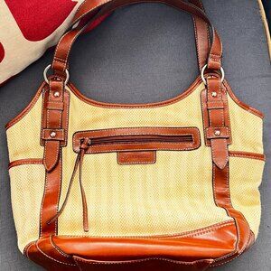 St John's Bay Gabby Shopper Straw Tweed Handbag Purse